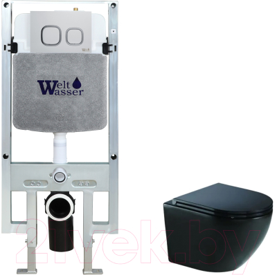 Унитаз подвесной с инсталляцией WeltWasser Amberg 497 ST + Merzbach 043 MT-BL + Amberg RD-MT CR - фото