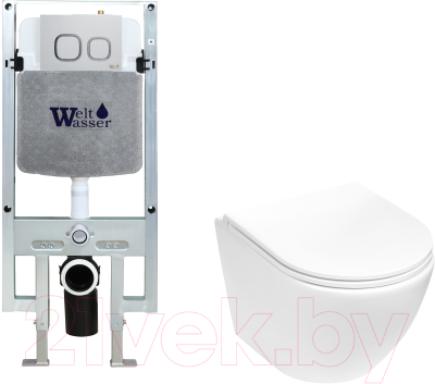 Унитаз подвесной с инсталляцией WeltWasser Amberg 497 ST + Merzbach 043 MT-WT + Amberg RD-CR - фото