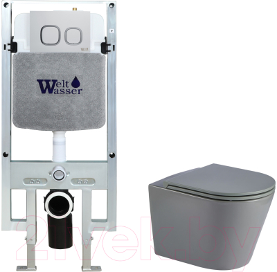 Унитаз подвесной с инсталляцией WeltWasser Amberg 497 ST + Salzbach 041 MT-GR + Amberg RD-MT CR - фото