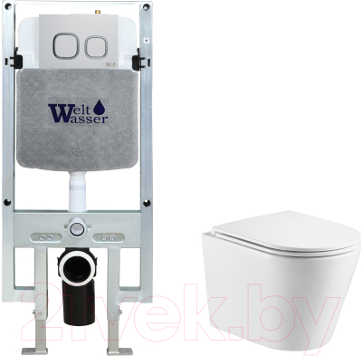 Унитаз подвесной с инсталляцией WeltWasser Amberg 497 ST + Salzbach 043 GL-WT + Amberg RD-CR - фото