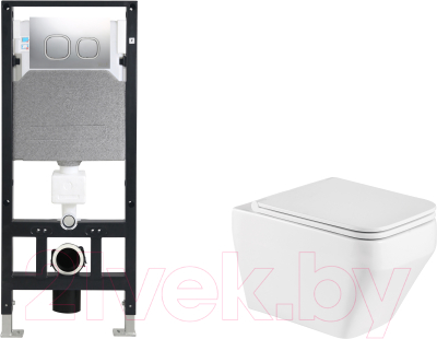Унитаз подвесной с инсталляцией WeltWasser Amberg 506 + Hofbach 041 GL-WT + Amberg RD-CR - фото