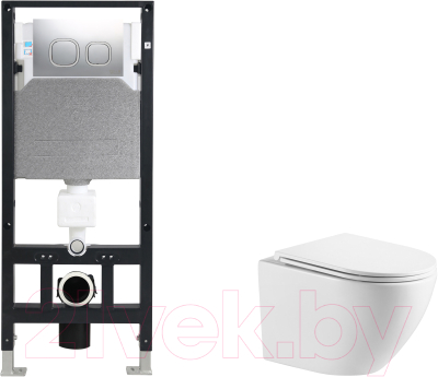 Унитаз подвесной с инсталляцией WeltWasser Amberg 506 + Merzbach 043 GL-WT + Amberg RD-CR - фото