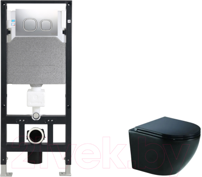 Унитаз подвесной с инсталляцией WeltWasser Amberg 506 + Merzbach 043 MT-BL + Amberg RD-MT CR - фото