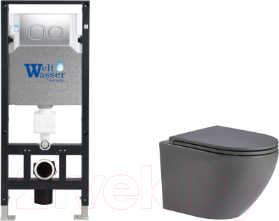 Унитаз подвесной с инсталляцией WeltWasser Amberg 506 + Merzbach 043 MT-GR + Amberg RD-MT CR - фото