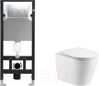 Унитаз подвесной с инсталляцией WeltWasser Amberg 506 + Salzbach 043 GL-WT + Amberg RD-MT CR - фото