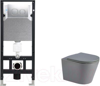 Унитаз подвесной с инсталляцией WeltWasser Amberg 506 + Salzbach 041 MT-GR + Amberg RD-CR - фото