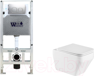 Унитаз подвесной с инсталляцией WeltWasser Amberg 506 ST + Hofbach 041 GL-WT + Amberg RD-MT CR - фото