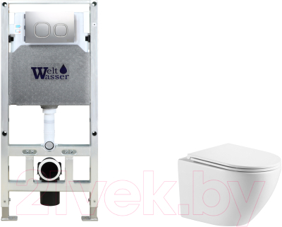 Унитаз подвесной с инсталляцией WeltWasser Amberg 506 ST + Merzbach 043 GL-WT + Amberg RD-MT CR - фото