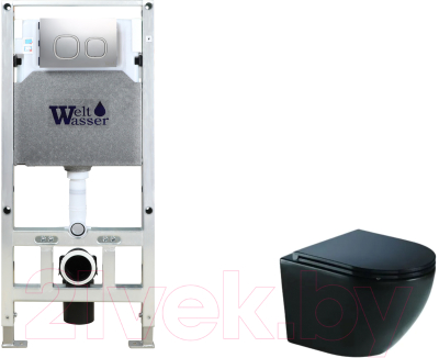Унитаз подвесной с инсталляцией WeltWasser Amberg 506 ST + Merzbach 043 MT-BL + Amberg RD-MT CR - фото