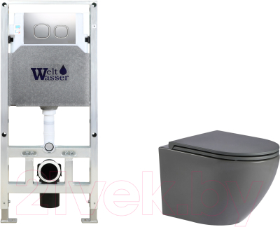 Унитаз подвесной с инсталляцией WeltWasser Amberg 506 ST + Merzbach 043 MT-GR + Amberg RD-MT CR - фото