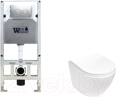 Унитаз подвесной с инсталляцией WeltWasser Amberg 506 ST + Merzbach 043 MT-WT + Amberg RD-MT CR - фото