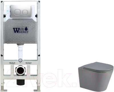 Унитаз подвесной с инсталляцией WeltWasser Amberg 506 ST + Salzbach 041 MT-GR + Amberg RD-MT CR - фото