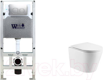 Унитаз подвесной с инсталляцией WeltWasser Amberg 506 ST + Salzbach 043 GL-WT + Amberg RD-CR - фото