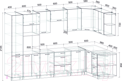 Кухонный гарнитур Интерлиния Мила Лайт 1.68x3.2 правая (бетон лайт/бетон портленд/опал светлый)