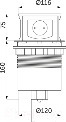 Блок розеточный AKS Nova Tor USB выдвижной