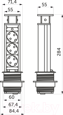 Блок розеточный AKS Nova Vulcan выдвижной