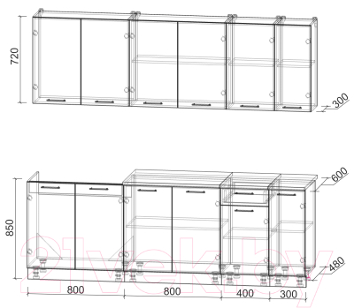 Готовая кухня Интерлиния Мила Лайт 2.3