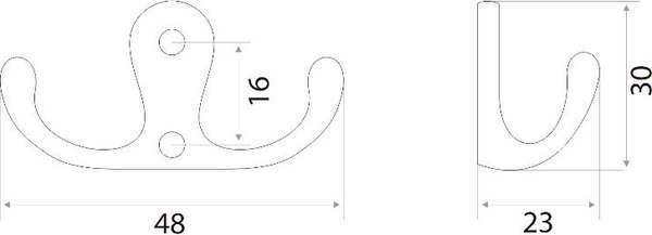 Крючок для одежды Trodos ZY-110М 2-рожковый сплав ЦАМ