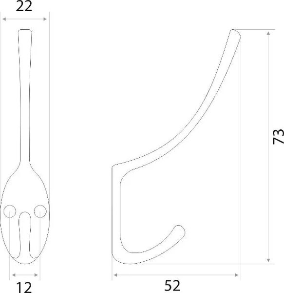Крючок для одежды Trodos ZY-116 2-рожковый сплав ЦАМ