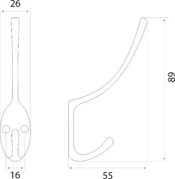 Крючок для одежды Trodos ZY-703В 2-рожковый сплав ЦАМ