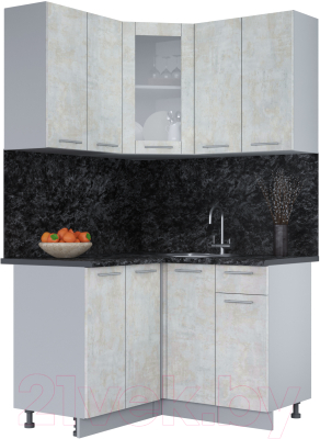 Кухонный гарнитур Интерлиния Мила 12x12 (бетон лайт/бетон лайт/кастилло темный) - фото