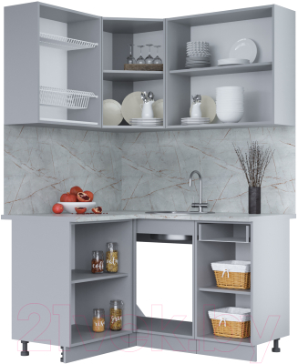 Кухонный гарнитур Интерлиния Мила 12x14 (персидский жемчуг/дуб веллингтон/серый каспий)