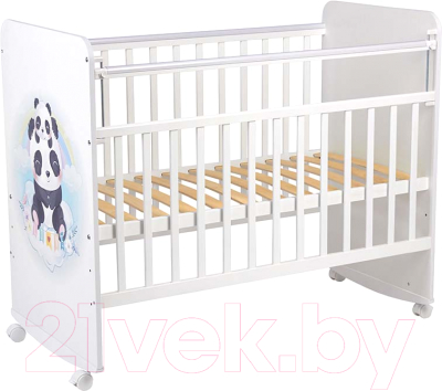 Детская кроватка Фея Милые панды 702 / 0002757.9.19 (белый)