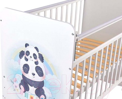 Детская кроватка Фея Милые панды 702 / 0002757.9.19 (белый)
