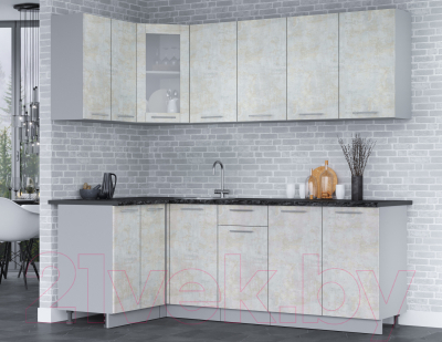 Кухонный гарнитур Интерлиния Мила 12x22 (бетон лайт/бетон лайт/кастилло темный)