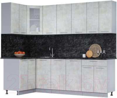 Кухонный гарнитур Интерлиния Мила 12x24 (бетон лайт/бетон лайт/кастилло темный) - фото