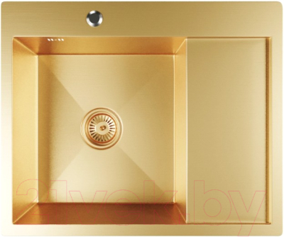 Мойка кухонная Mixline Pro 552924 (золото, с сифоном) - фото