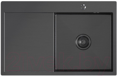 Мойка кухонная Mixline Pro 552923 (черный графит, с сифоном) - фото