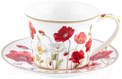Чашка с блюдцем Elan Gallery Маки / 420321 