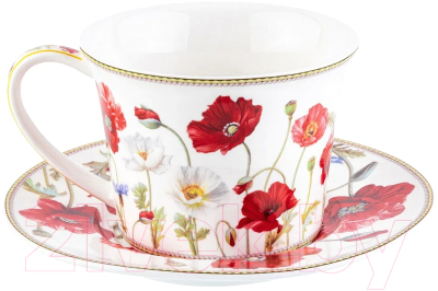 Чашка с блюдцем Elan Gallery Маки / 420321 