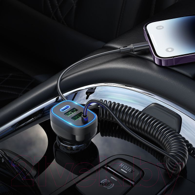 Зарядное устройство автомобильное Hoco NZ11A + кабель iP