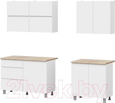 Кухонный гарнитур Mio Tesoro Токио 2.0м (белый текстурный/дуб сонома) - фото