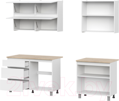 Кухонный гарнитур Mio Tesoro Токио 2.0м (белый текстурный/дуб сонома)