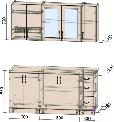 Готовая кухня Интерлиния Мила Крафт 1.7А