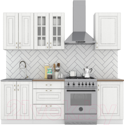 Кухонный гарнитур Интермебель Бостон-3 1.7 (акация белая/дуб вотан) - фото