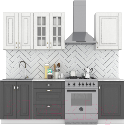 Кухонный гарнитур Интермебель Бостон-3 1.7 (акация белая/акация графит/дуб вотан) - фото
