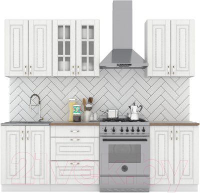 Кухонный гарнитур Интермебель Бостон-4 1.8 (акация белая/дуб вотан) - фото
