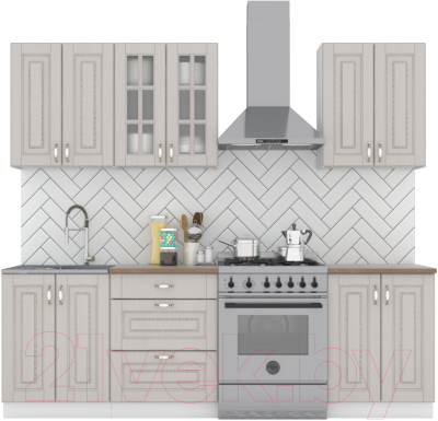 Кухонный гарнитур Интермебель Бостон-4 1.8 (ясень капучино софт/дуб вотан) - фото