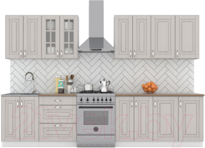 Кухонный гарнитур Интермебель Бостон-9 2.6 (ясень капучино софт/дуб вотан) - фото