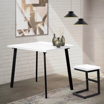 Обеденный стол Millwood Шанхай 90x90x75 (белый/металл черный)