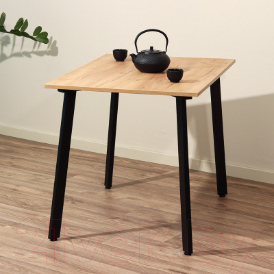 Обеденный стол Millwood Шанхай 100x100x75 (дуб золотой Craft/металл черный)