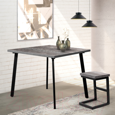 Обеденный стол Millwood Шанхай 100x100x75 (сосна пасадена/металл черный)