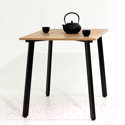 Обеденный стол Millwood Шанхай 110x110x75 (дуб золотой Craft/металл черный)