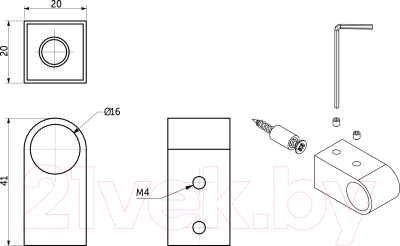 Крепежная фурнитура для рейлинга AKS Модерн d16