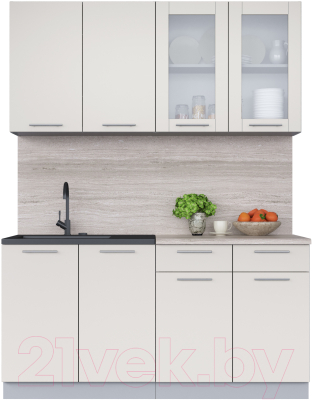 Кухонный гарнитур Интерлиния Мила 16 (персидский жемчуг/персидский жемчуг/травертин серый) - фото