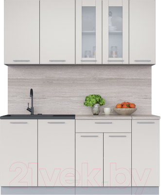 Кухонный гарнитур Интерлиния Мила 17 (персидский жемчуг/персидский жемчуг/травертин серый) - фото